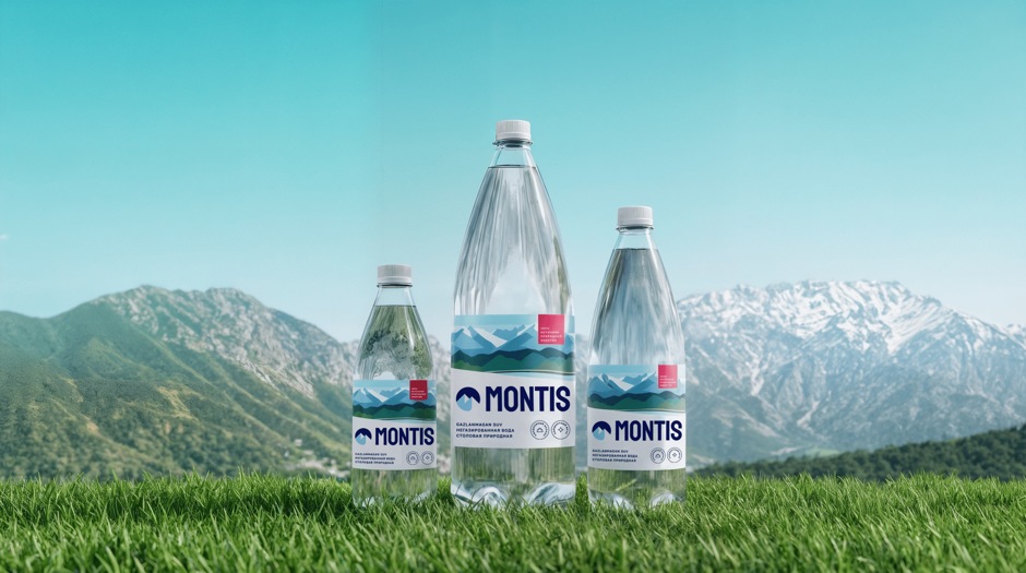 Три объёма бутылок MONTIS в едином оформлении