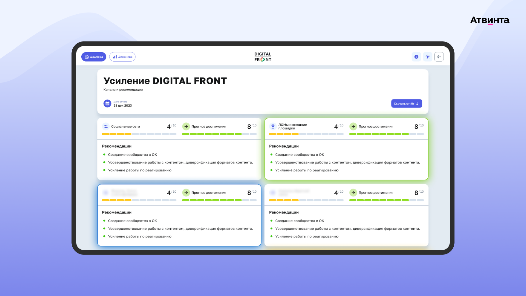 Блок с рекомендациями для улучшения маркетинговых площадок