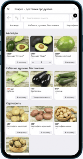 Web Apps в Telegram для интернет-магазина продуктов
