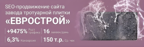 SEO-продвижение сайта завода тротуарной плитки «Еврострой». Рост трафика на 9475% за 10 месяцев