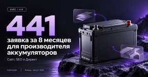 Кейс: 441 заявка за 8 месяцев для производителя аккумуляторов через сайт, SEO и Директ